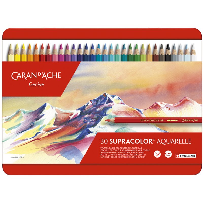 CARAN D'ACHE Crayons aquarelle Supracolor, 12 pièces, étui métallique