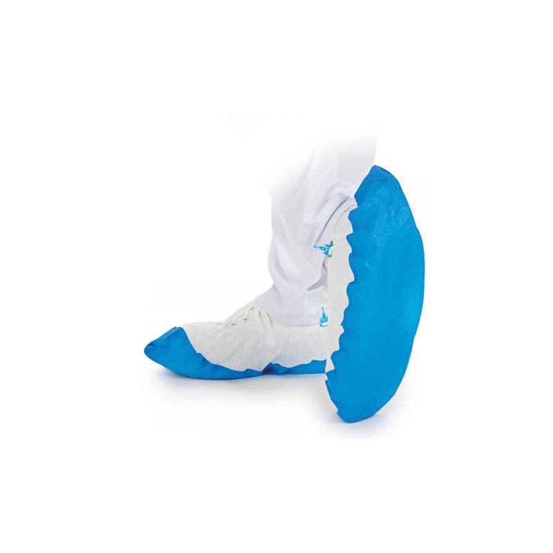 HYGOSTAR PP non-woven overshoes with CPE sole, white/blue, 70 pieces