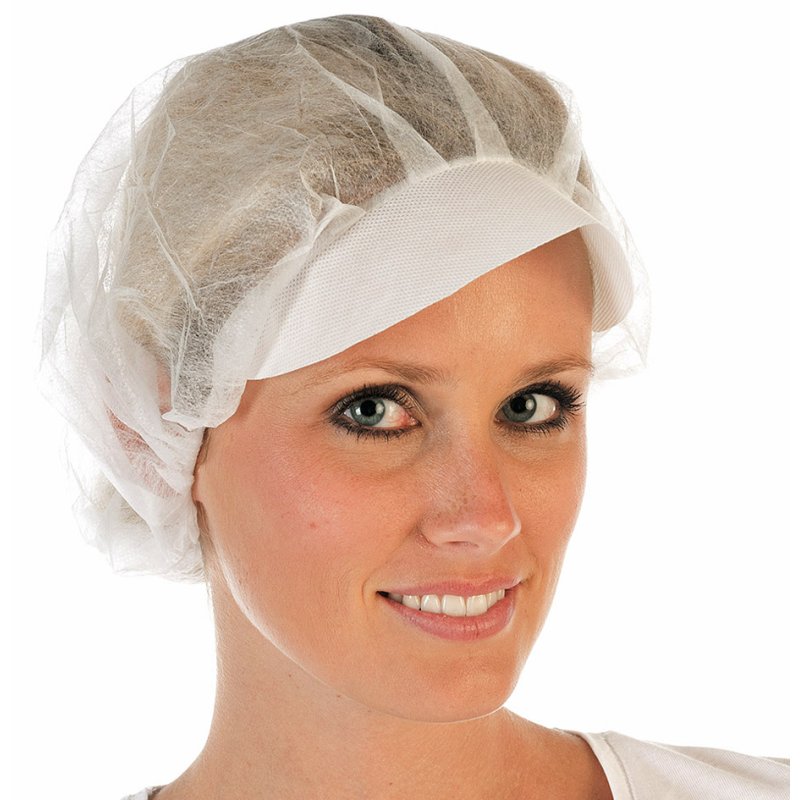 HYGONORM bonnet léger avec visière, non-tissé PP, blanc, 100 pièces