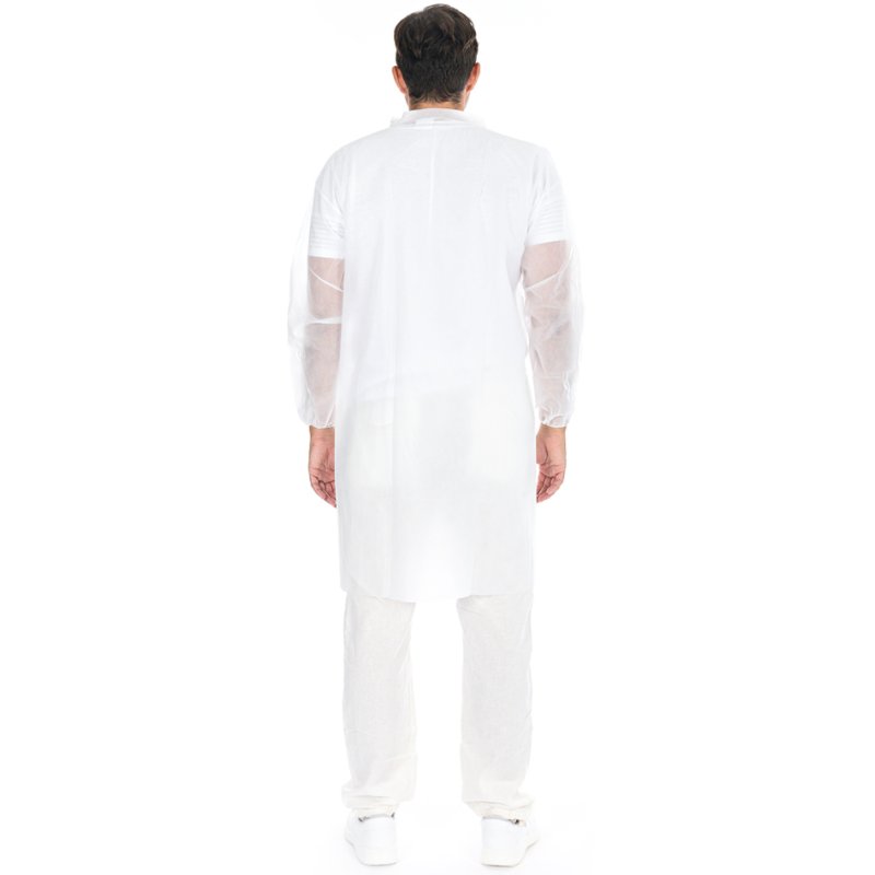 HYGOSTAR bezoekersjas PP-vlies met klittenband, wit, maat L, 50 stuks
