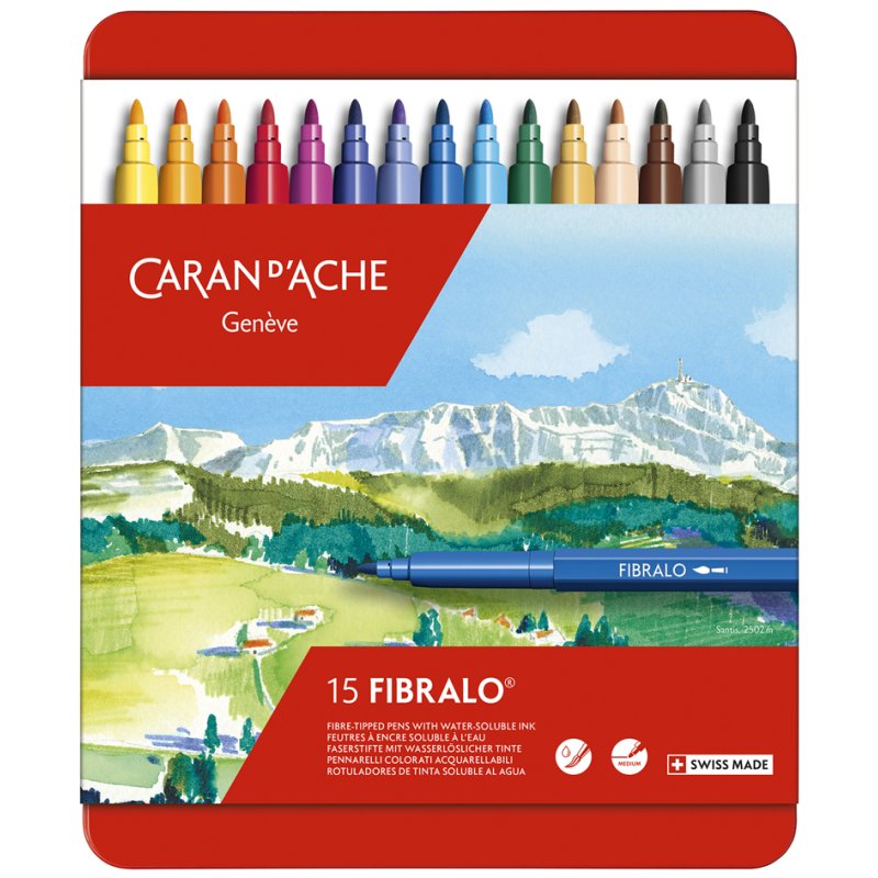 Caran d'Ache Fibralo felt-tip pens, water-based, 1.4 mm, 15 pcs