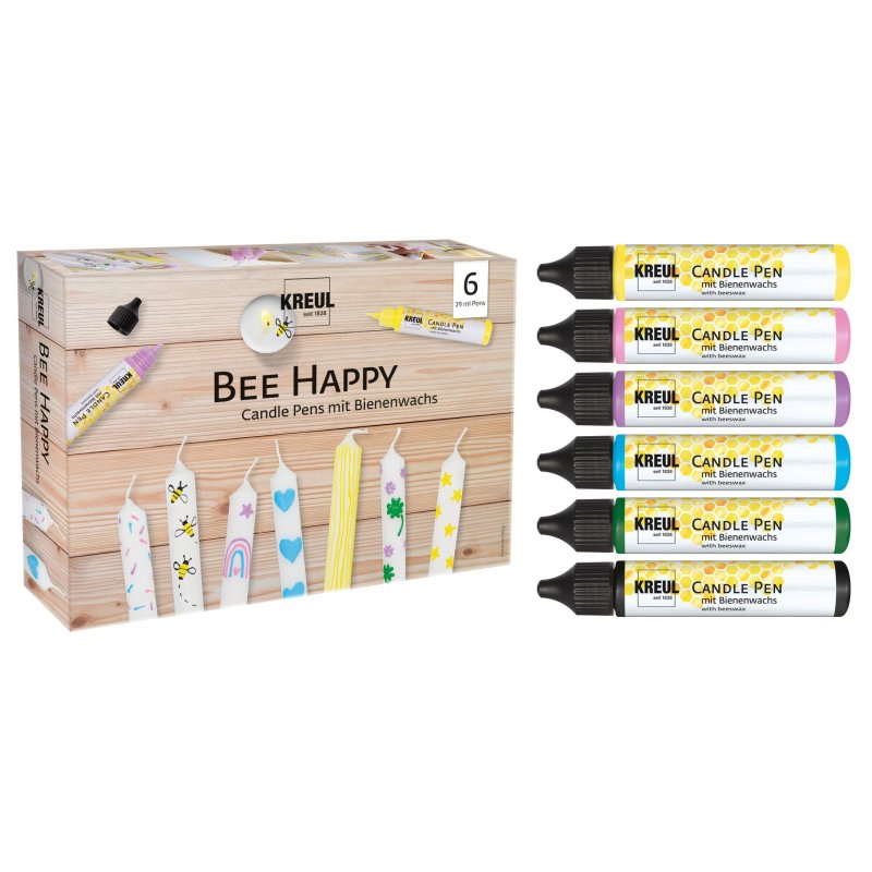 KREUL candle crayons Bee Happy, beeswax base, 6 pieces, coloured