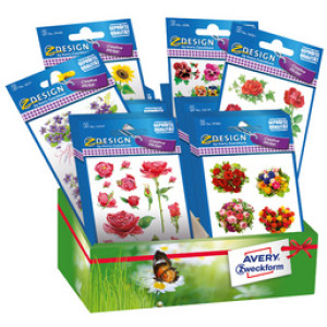 AVERY Zweckform bloemen stickers, multivormen, 3 kleuren, 60 pakjes