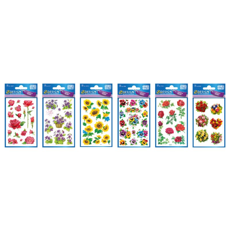 AVERY Zweckform bloemen stickers, multivormen, 3 kleuren, 60 pakjes