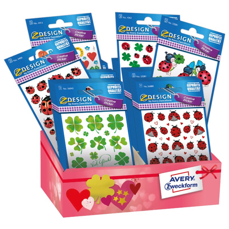 AVERY Zweckform geluksstickers ZDesign Creative, 6 kleuren/motieven, 60 pakjes