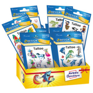 AVERY Zweckform tijdelijke tatoeages kids sortiment, 6 kleuren/motieven, 60 kleinverpakkingen