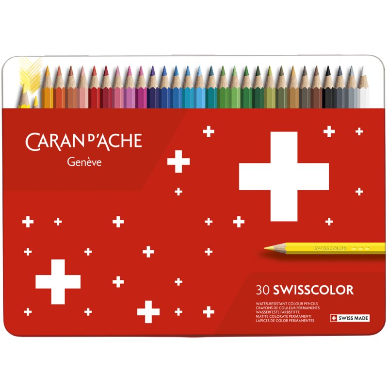 CARAN D'ACHE crayons de couleur SWISSCOLOR, étui métal, 18 pièces