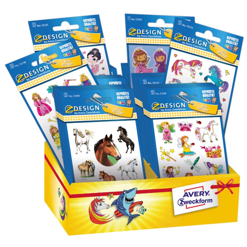 AVERY Zweckform stickers kinderassortiment meisjes, 6 ontwerpen, 60 kleinpakken
