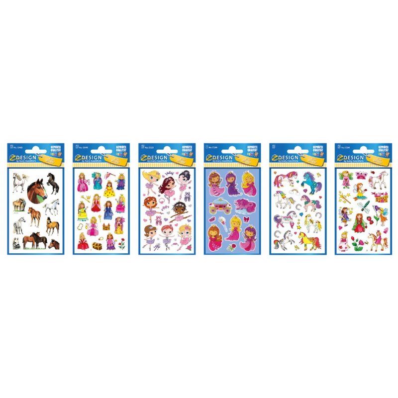 AVERY Zweckform stickers kinderassortiment meisjes, 6 ontwerpen, 60 kleinpakken