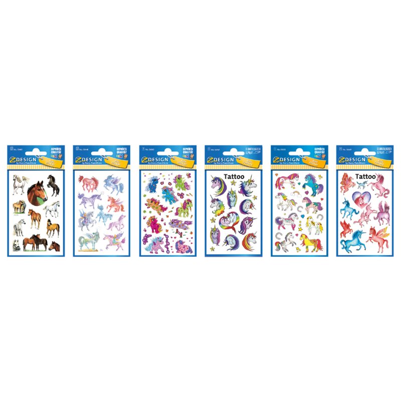 AVERY Zweckform eenhoorn/paard stickers, 6 motieven, 60 pakjes