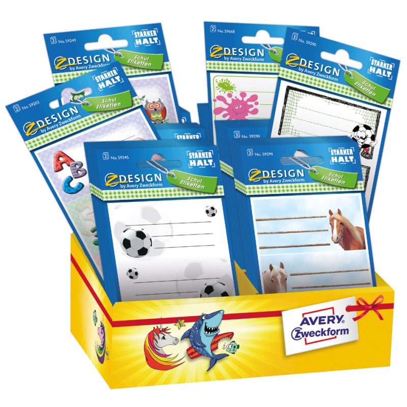 AVERY Zweckform etiketten School Kindersortiment, 6 kleuren/motieven, 60 kleinpakken