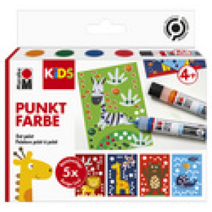 Marabu KiDS stippelverf Dotpen Set Dieren, 4 × 25 ml, waterbasis