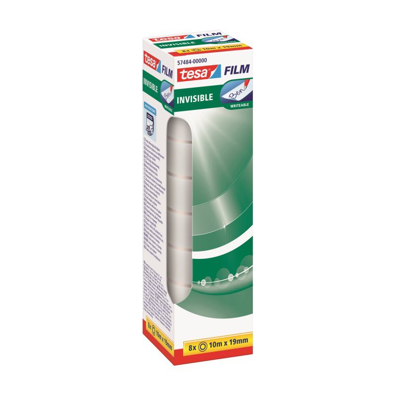 tesa ruban adhésif transparent mat, 19 mm × 10 m, 8 pièces