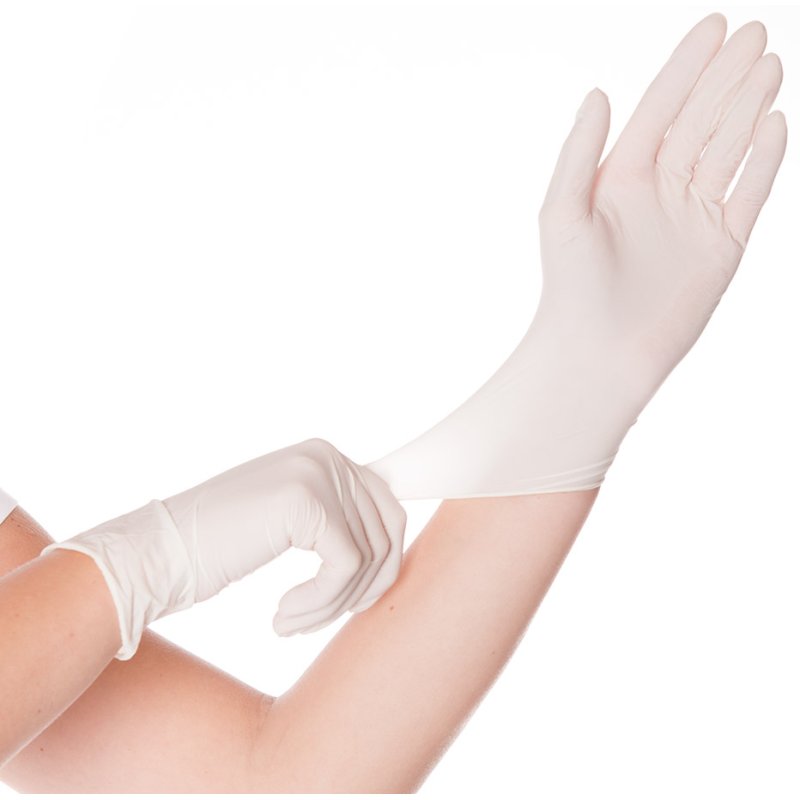 HYGOSTAR gants en latex SKIN, poudrés, blanc, taille S