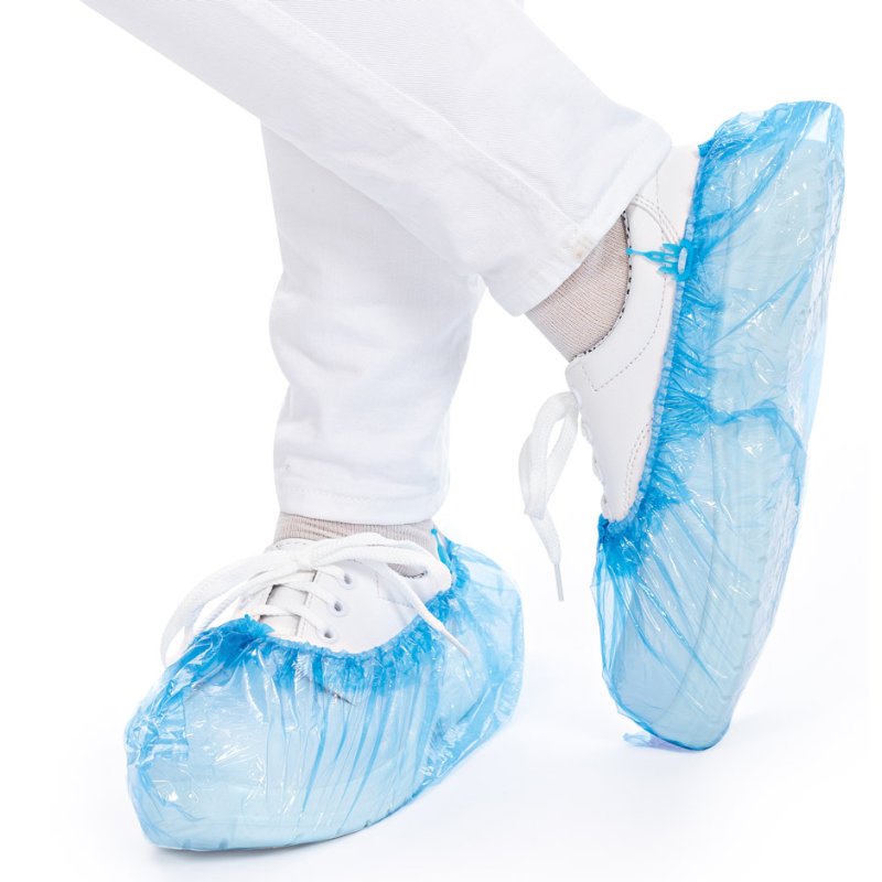 HYGOSTAR Couvre-chaussures PE jetables, bleu, 110 pièces