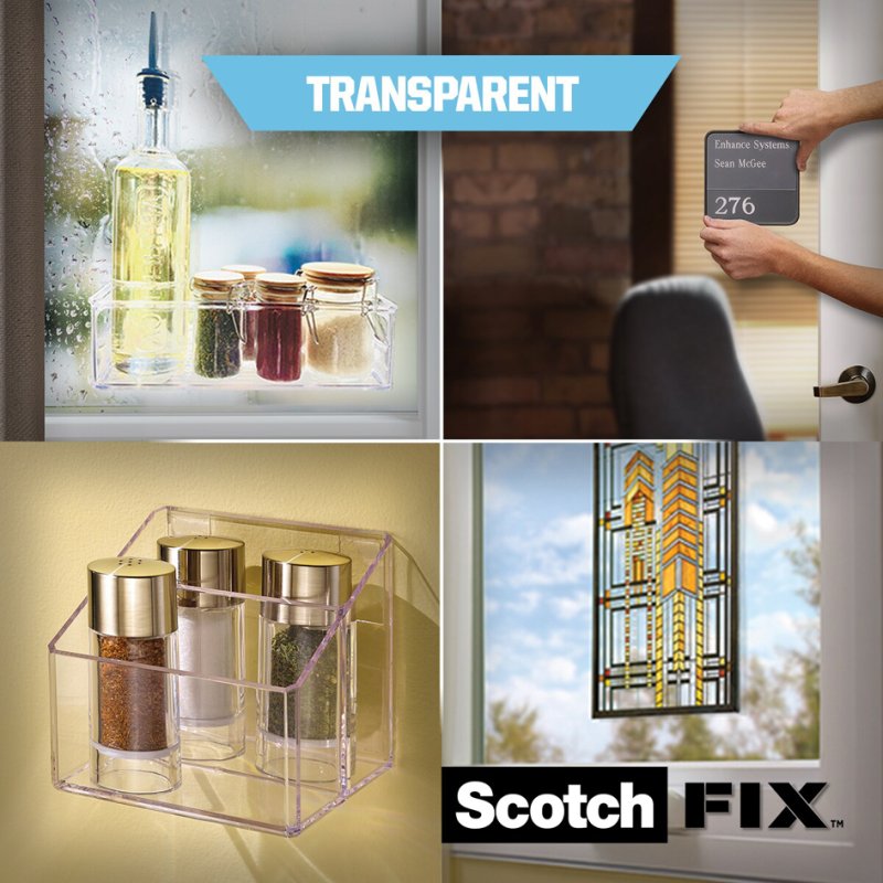 Scotch dubbelzijdig montagetape transparant, 19 mm × 5 m, permanent