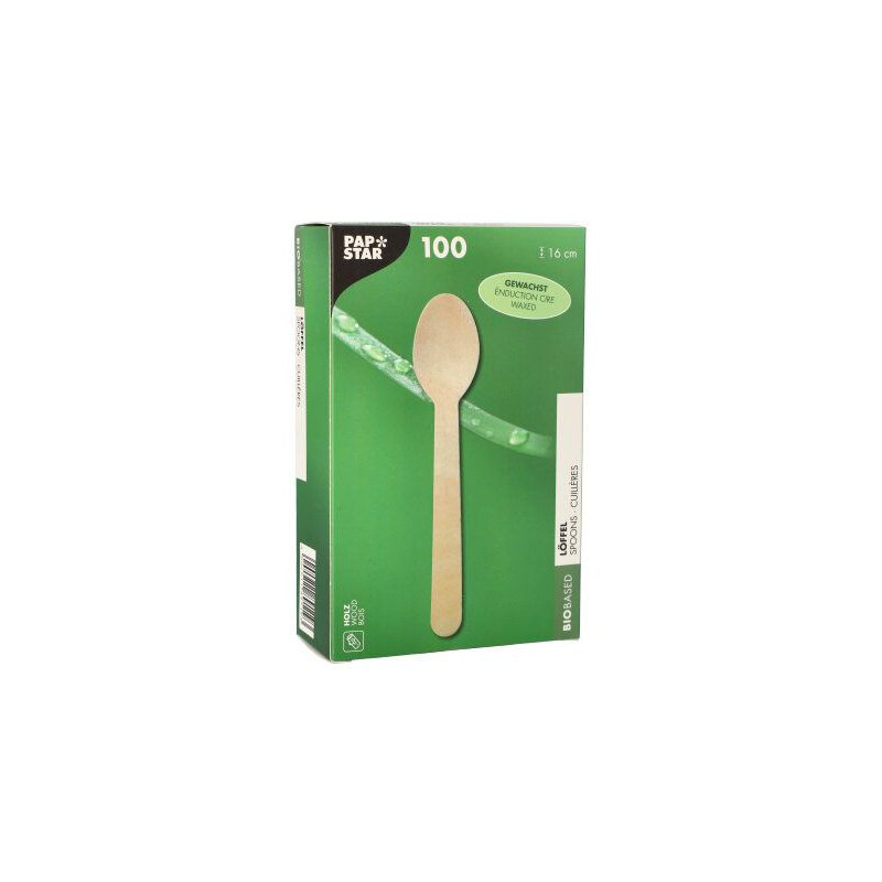 PAPSTAR wooden spoons, waxed birch, natural, 100 pieces