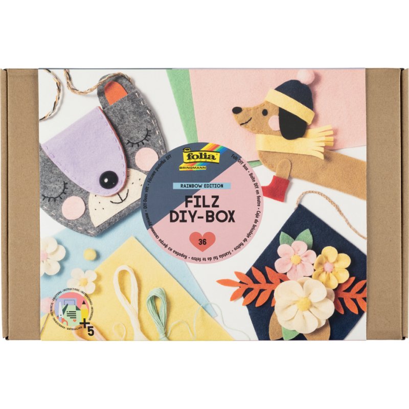 folia vilt DIY-box Rainbow Edition, 36-delig knutselset