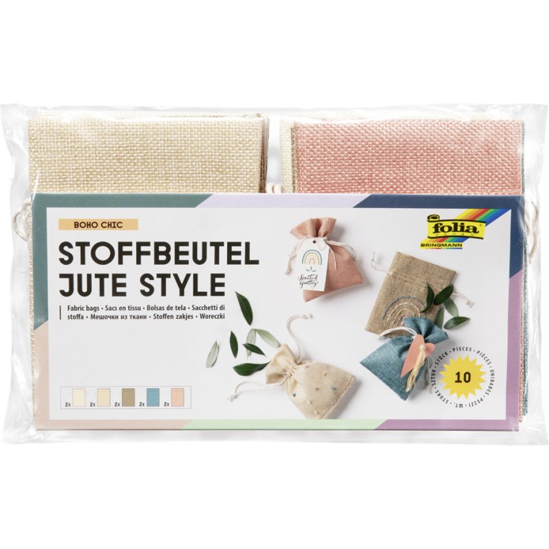 folia jutezakjes Boho Chique, juteoptiek, 100×135 mm, 10 stuks