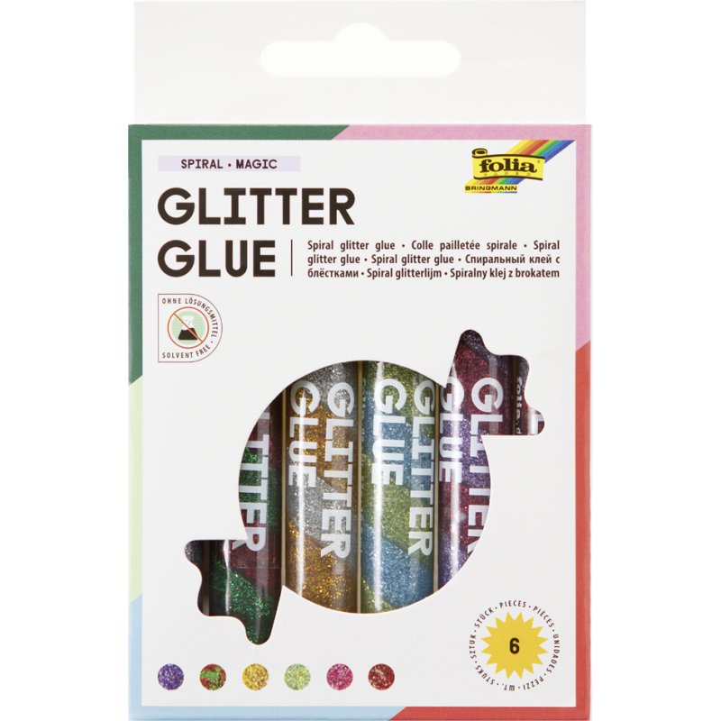 folia glitterlijm Spiraal Magie, geassorteerd, 6 stuks, 10,5 ml