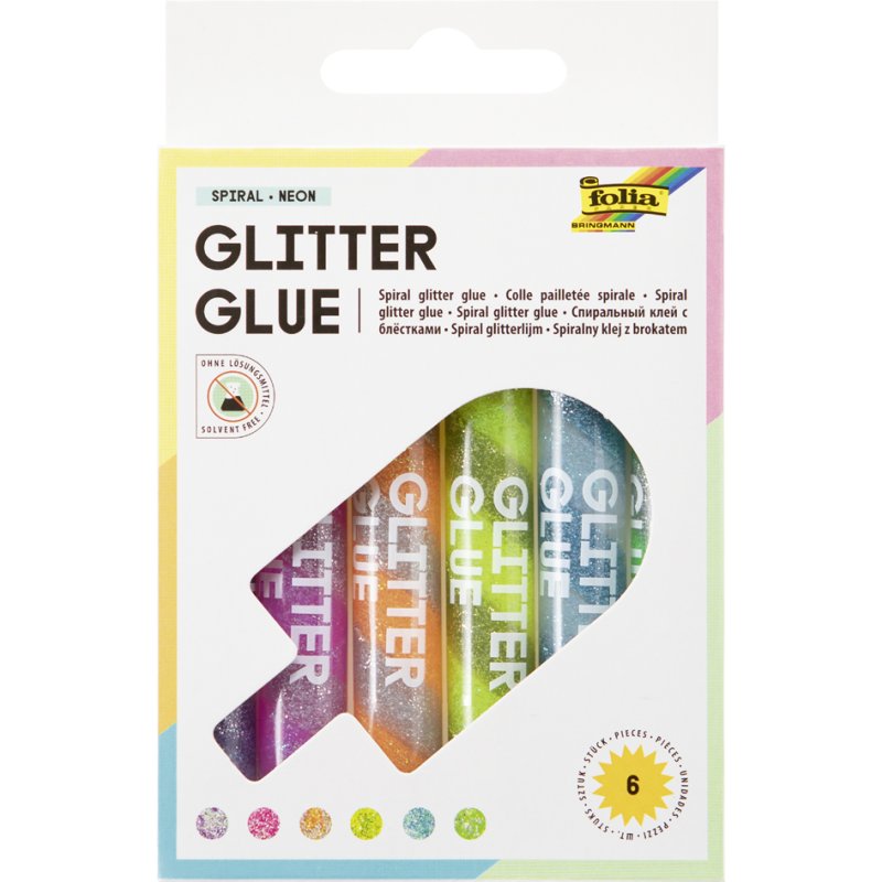 folia glitterlijm Spiraal Magie, geassorteerd, 6 stuks, 10,5 ml