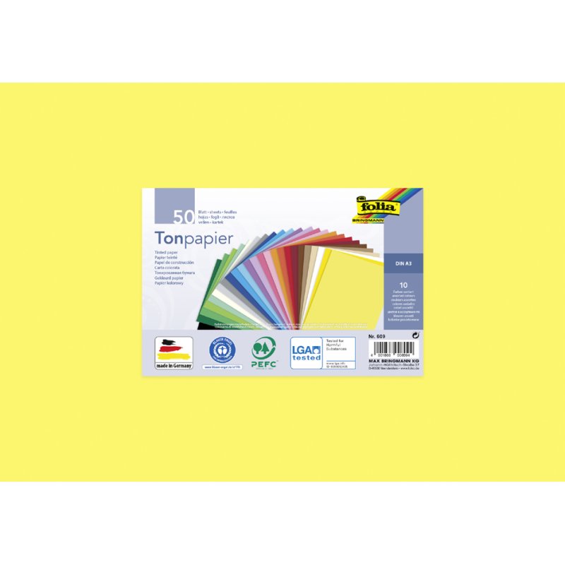 folia carton coloré A3, 130 g/m², assortiment couleurs, 50 feuilles