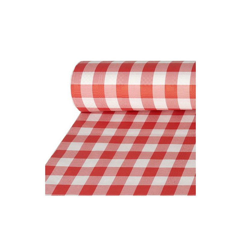 PAPSTAR nappe damassé Vichy Carreaux, rouge/blanc carreaux, 1,0 × 50 m