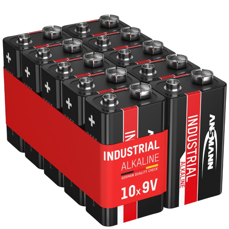 ANSMANN Alkaline batterijen 9V blok industrieel, 550 mAh, 10 stuks