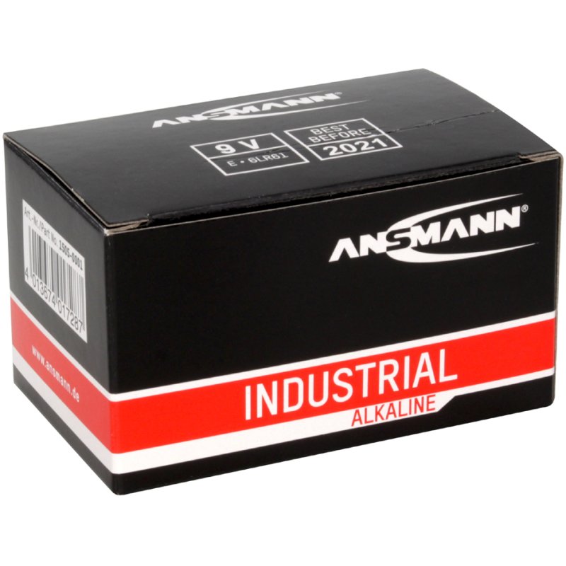 ANSMANN Alkaline batterijen 9V blok industrieel, 550 mAh, 10 stuks