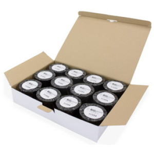 rillprint rolletiketten, 54 × 25 mm, wit, permanent, 12 rollen à 500 stuks
