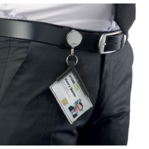 DURABLE naamkaarthouder CARD HOLDER DELUXE PRO DUO, uittrektouw, acryl, 10 stuks