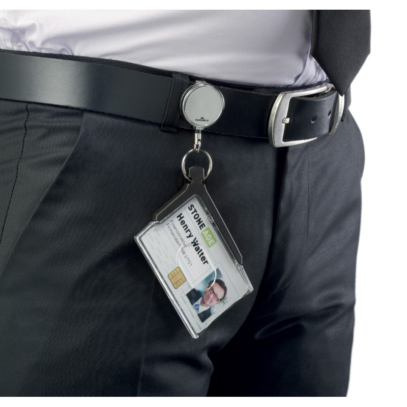 DURABLE naamkaarthouder CARD HOLDER DELUXE PRO, uittrektouw, acryl, 10 stuks