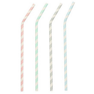PAPSTAR papieren rietjes streepjes 220mm kleurenmix 100 stuks