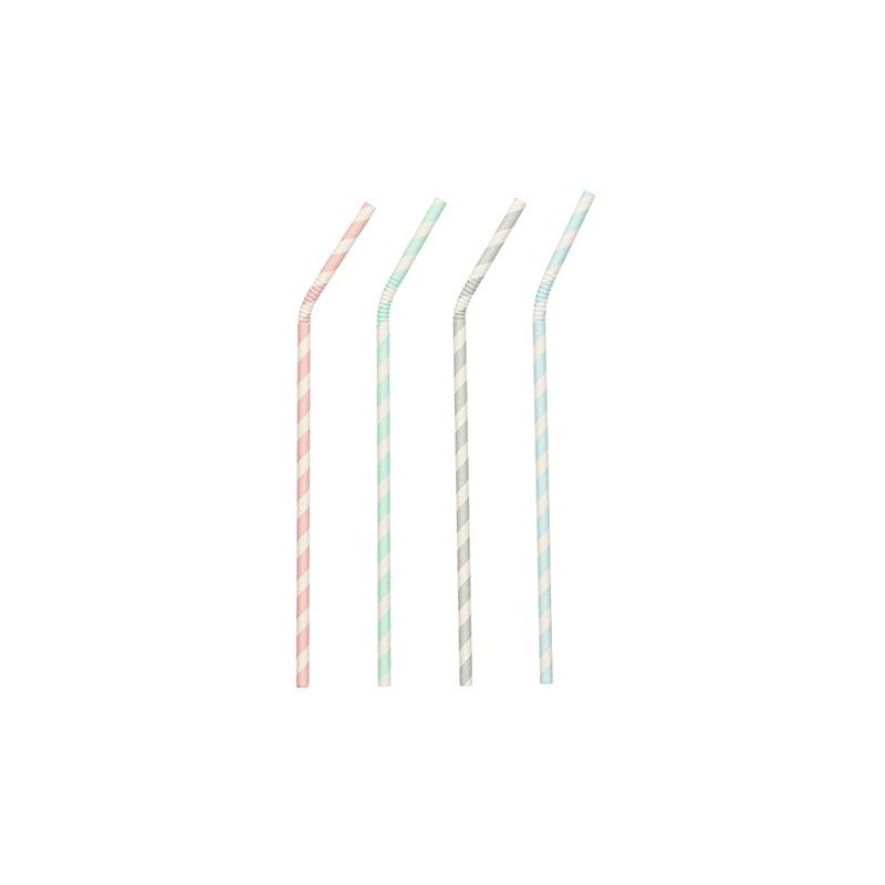 PAPSTAR papieren rietjes streepjes, kleurenmix, 220 mm, 100 stuks
