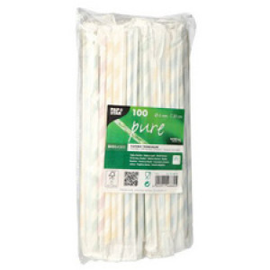 PAPSTAR papieren rietjes strepen patroon 200mm kleurrijk gesorteerd 100 stuks