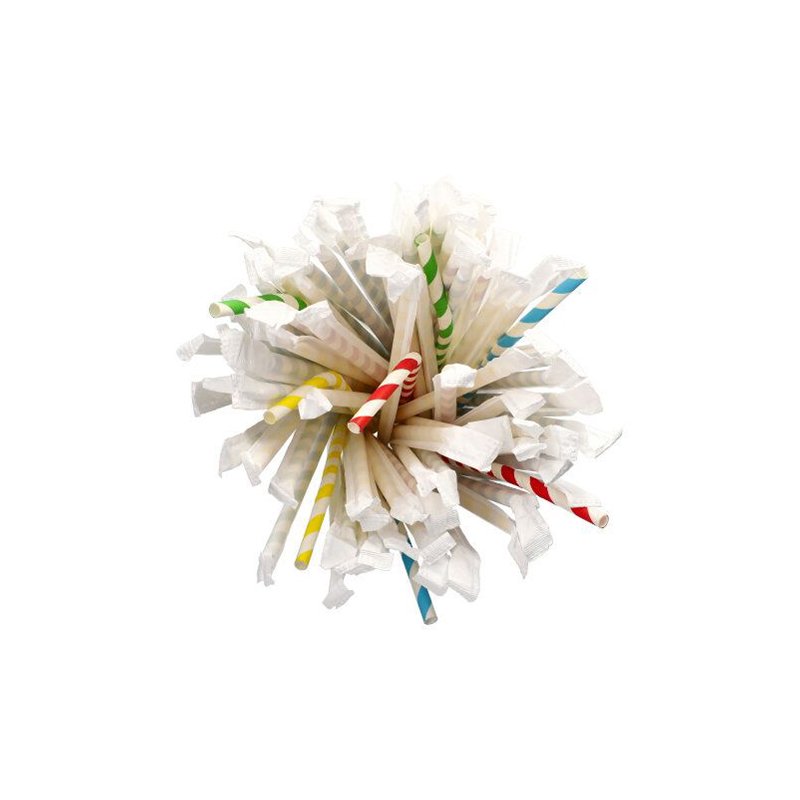 PAPSTAR pailles en papier, motif rayé, assortiment coloré, 100 pièces