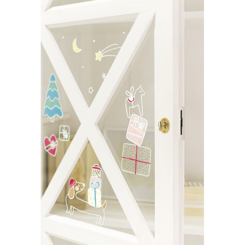 folia krijtsjablonen COSY WINTER, 8 sjablonen 520×730 mm, wit krijtstift
