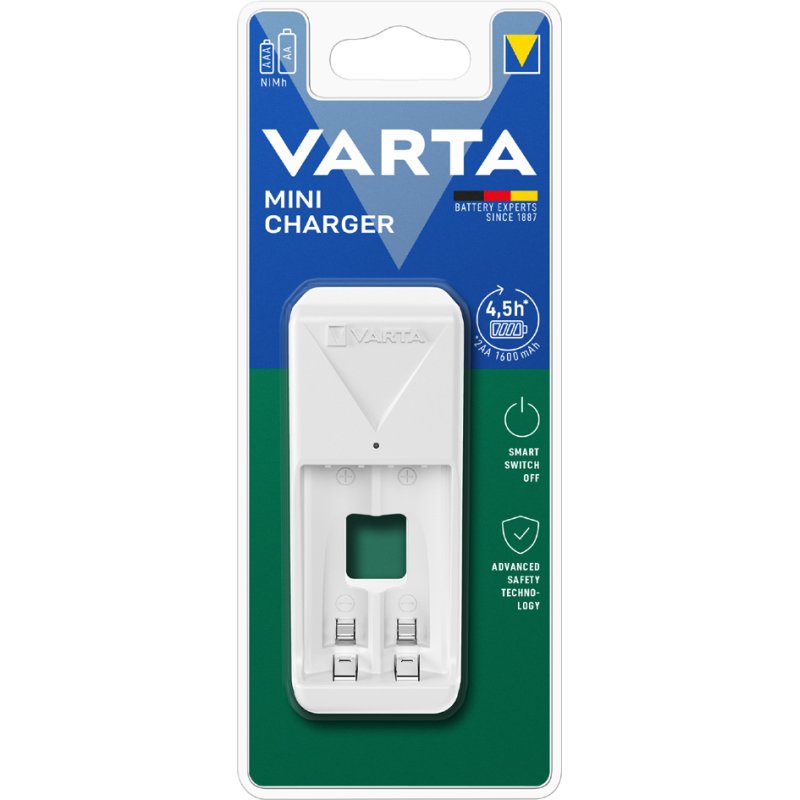 VARTA Mini Charger batterijlader, wit, 2x AA/AAA, 4,5h laadtijd