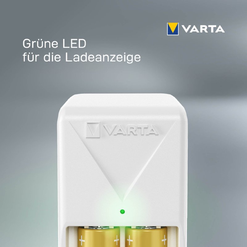 VARTA Mini Charger batterijlader, wit, inclusief 2x AA batterijen