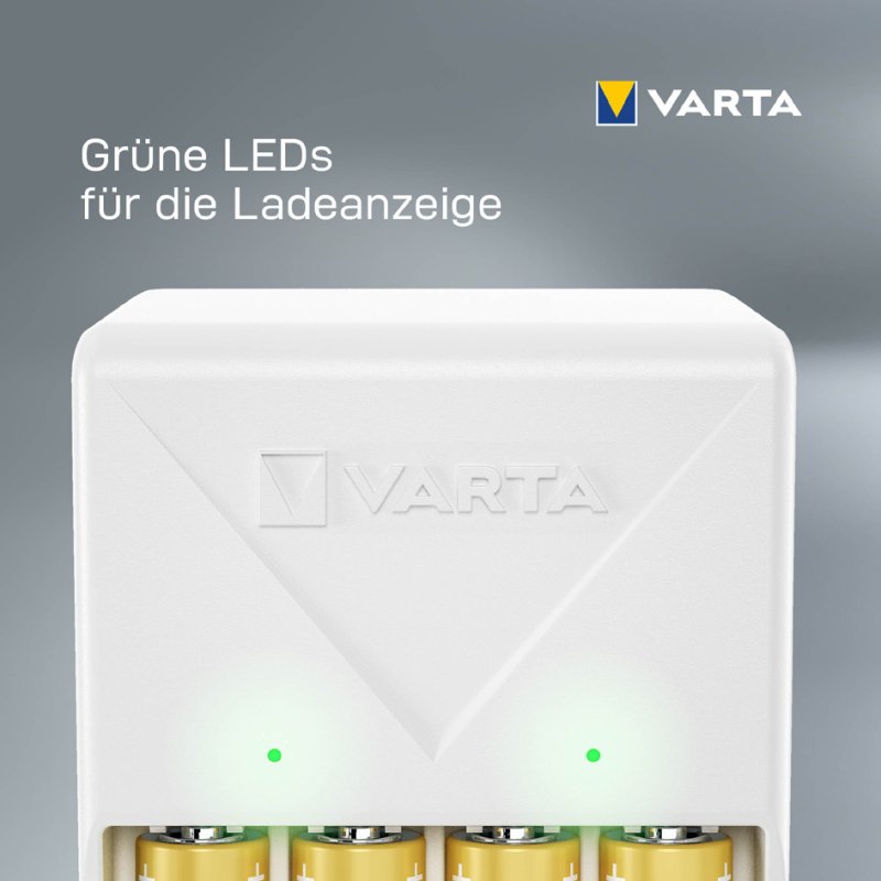 VARTA oplader Plug Charger, wit, inclusief 4x AA batterijen 2100 mAh