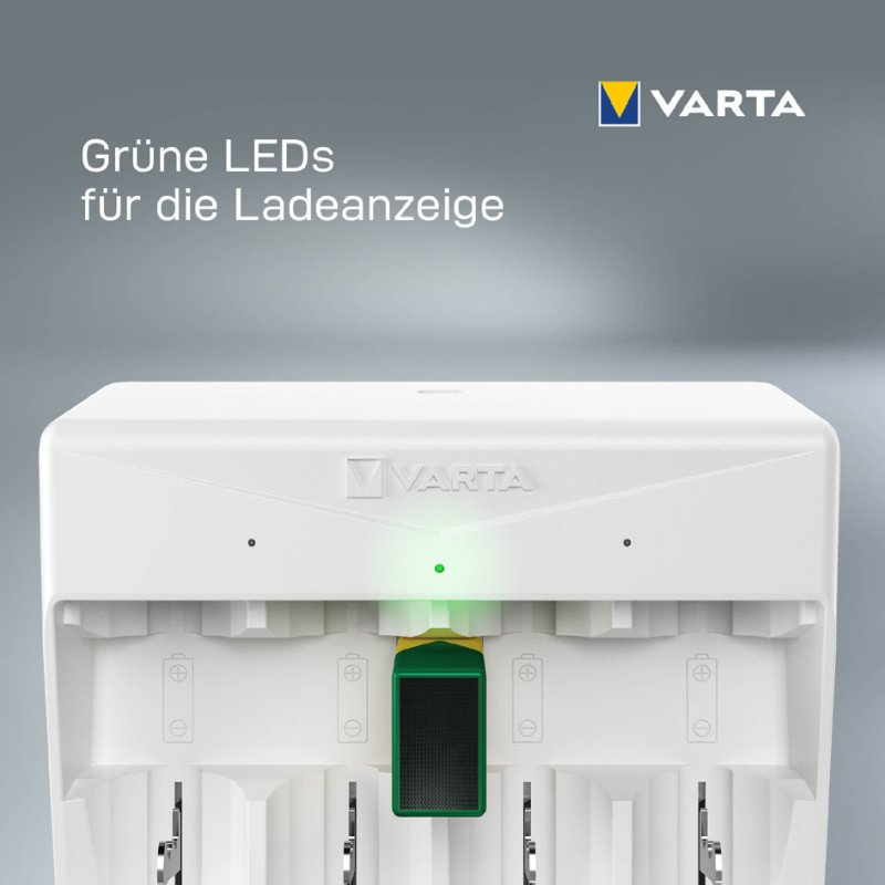 VARTA universele batterijlader, wit, AA AAA C D 9V, USB-C kabel