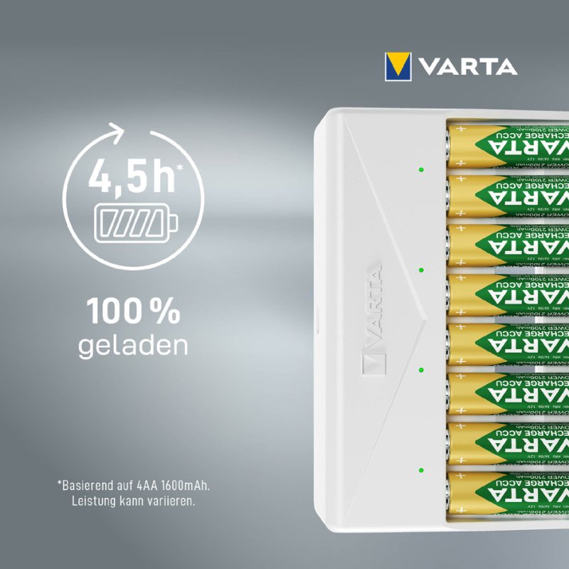 VARTA Multi batterijlader, wit, AA en AAA NiMH, USB-C