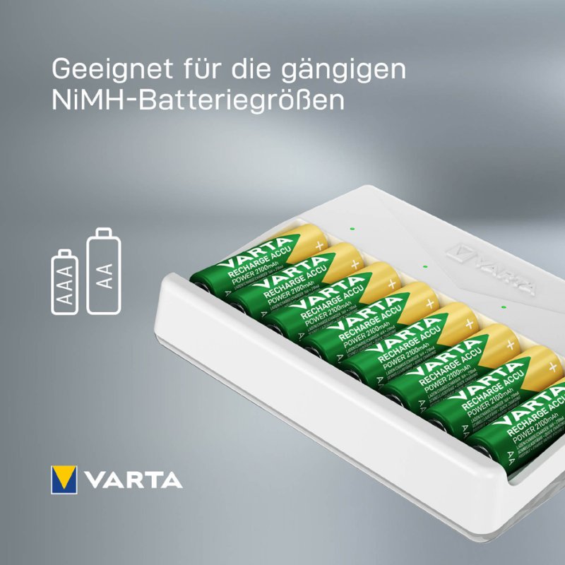 VARTA Multi batterijlader, wit, AA en AAA NiMH, USB-C