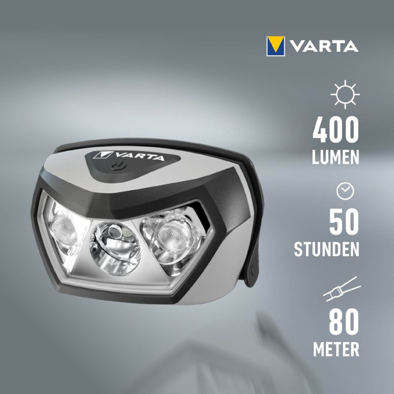 VARTA hoofdlamp Outdoor Sports H30R, draadloos oplaadbaar, zwart/grijs