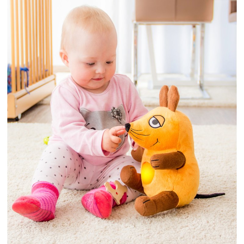 ANSMANN knuffeldiernachtlampje Muis, LED-technologie, pluche, inclusief 3× AAA batterijen