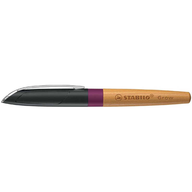 STABILO stylo plume Grow, rouge prune/cerise, corps en bois
