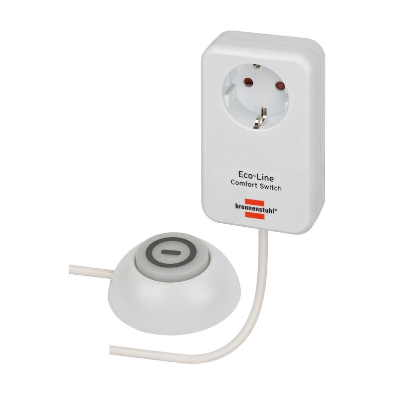 brennenstuhl schakelbare wandcontactdoos Eco Line Comfort, wit, verlichte voetschakelaar, 1,5 m