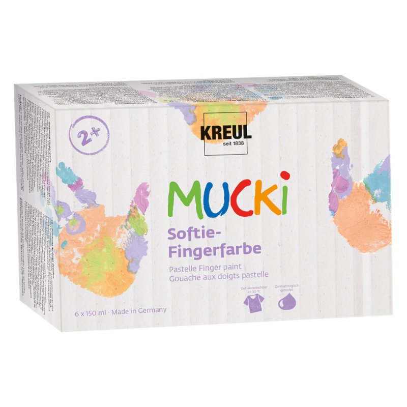 KREUL peinture au doigt douce Knuffeltje, 150 ml, set de 6, 6 couleurs