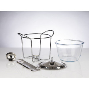 APS vuurbowlset, 5-delig, verchroomd metaal, 4 liter