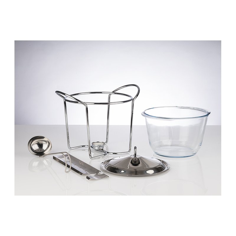 APS vuurbowlset, 5-delig, verchroomd metaal, 4 liter